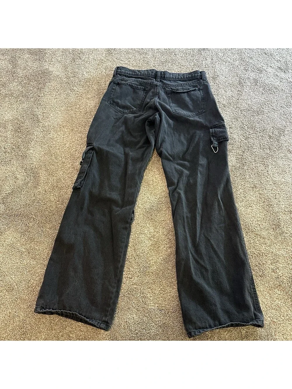 Hot Topic Black Punk Cargo Baggy Jeans Mens 30x31 Distressed Goth Grundge Skater